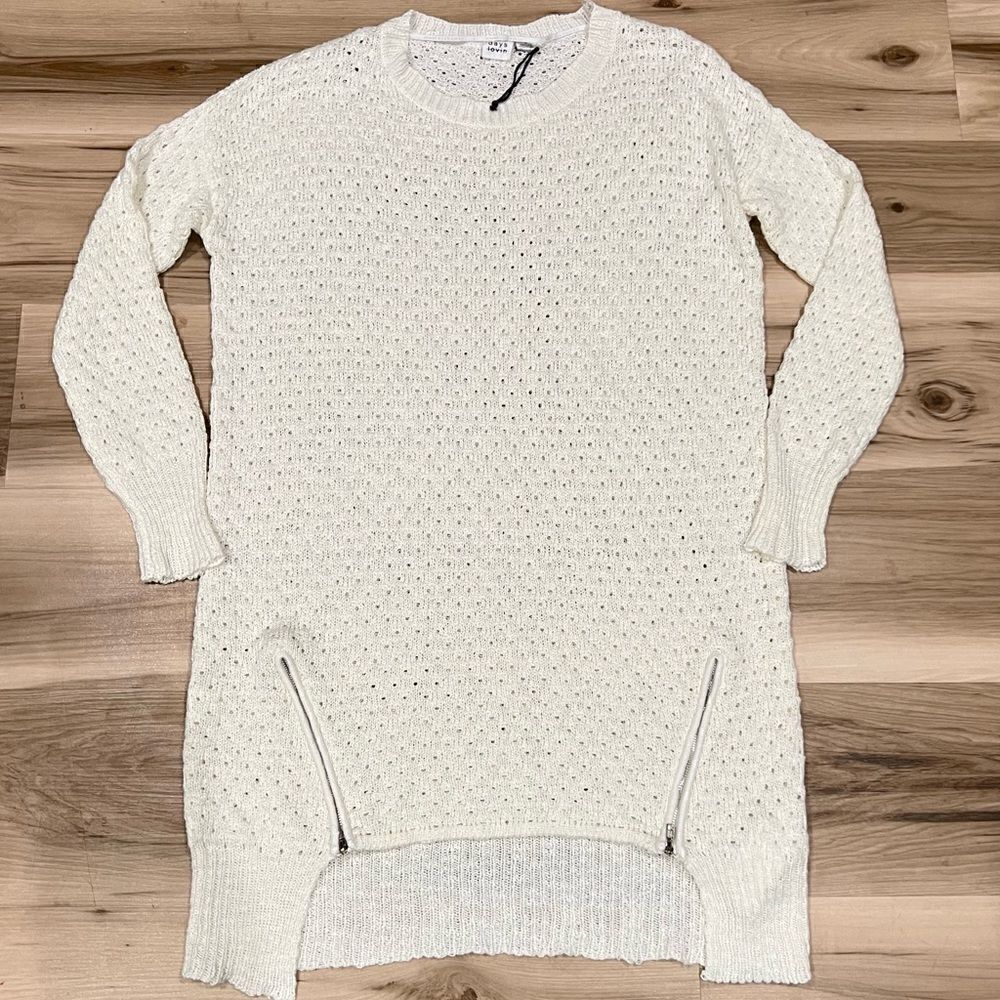NEW Revolve Some Days Lovin Cream Knit Zipper Tunic Dress Women’s Large